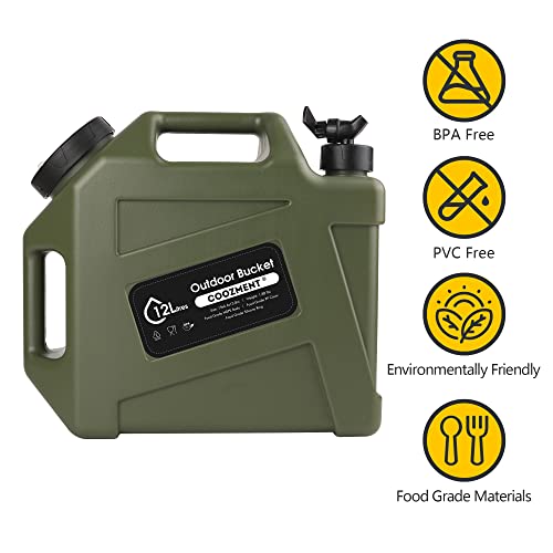 2/5 Gallon BPA Free Water Jug with Spigot, Military Green, Multifunction Water Storage for Camping and Outdoor Hiking, E